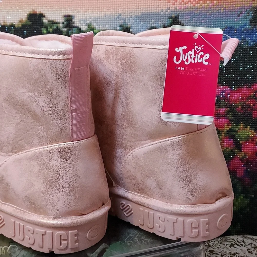 Girls Justice Platform Faux Shearling Beaded Boot